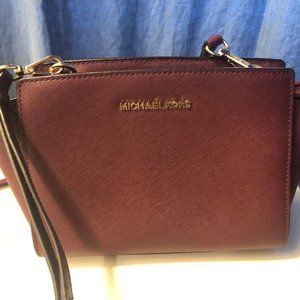 Michael Kors Mini Selma satchel crossbody bag plum
